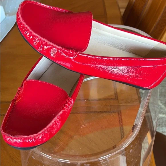 NWOT Ashrow Womens Monroe &  main Driving Moc SZ: 8.5 Shiny Cherry Red - Picture 3 of 6